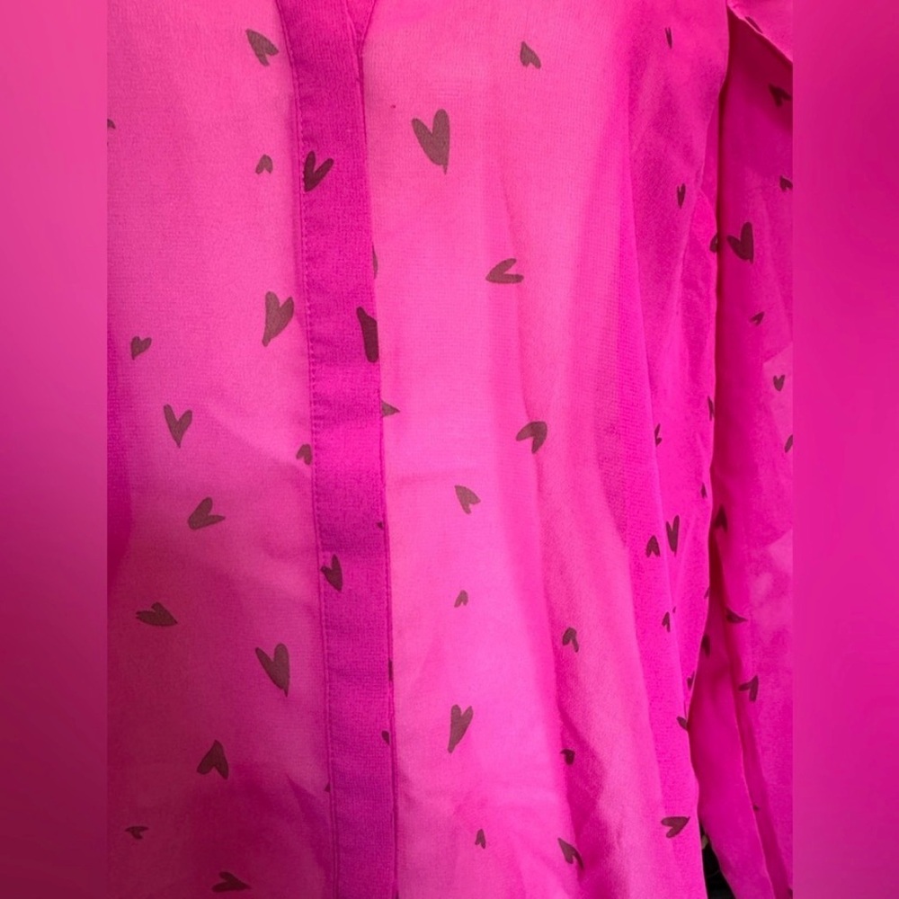 Bar III Fuchsia Ruffle Sleeve Blouse - Picture 5 of 5